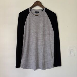 Velvet Gray & Black Long Sleeve Baseball Style Long Sleeve Tee
